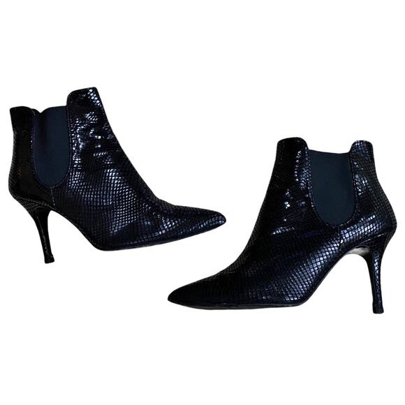 High Heel Ankle Boots EU 38 / US 7.5M Black Textured Leather by Tsaloros Mallos - Picture 1 of 11